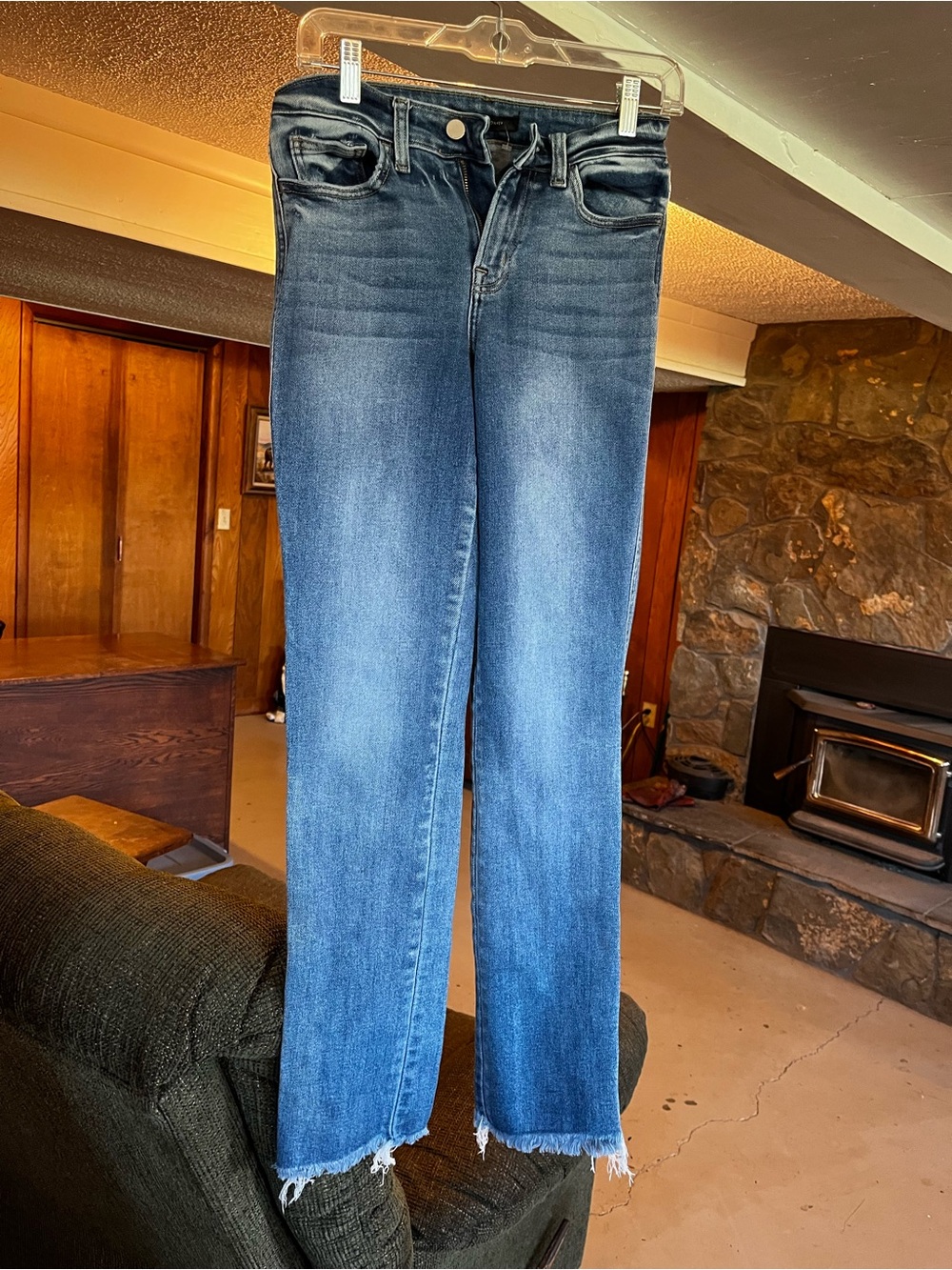 High Rise Straight-Leg Blue Jeans